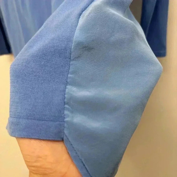 COS Silk  and Cotton 3/4 Sleeve High Low Blouse Shirt Blue Women's Size Medium - Picture 6 of 16